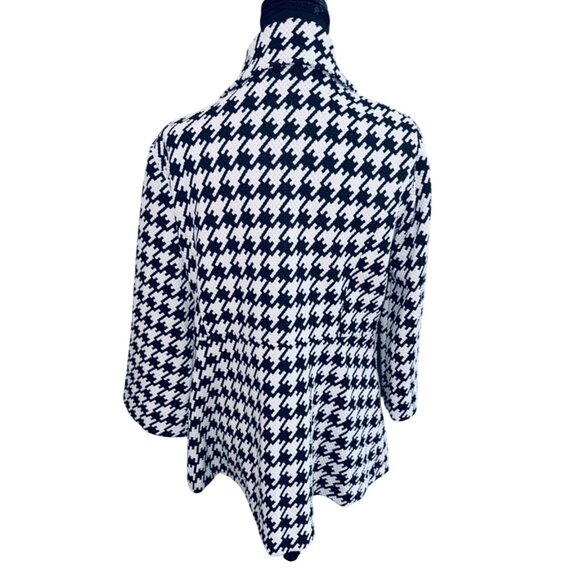 Ali Miles Womens Houndstooth Print Jacket Black White Peplem Hem Money Classic - Picture 3 of 10